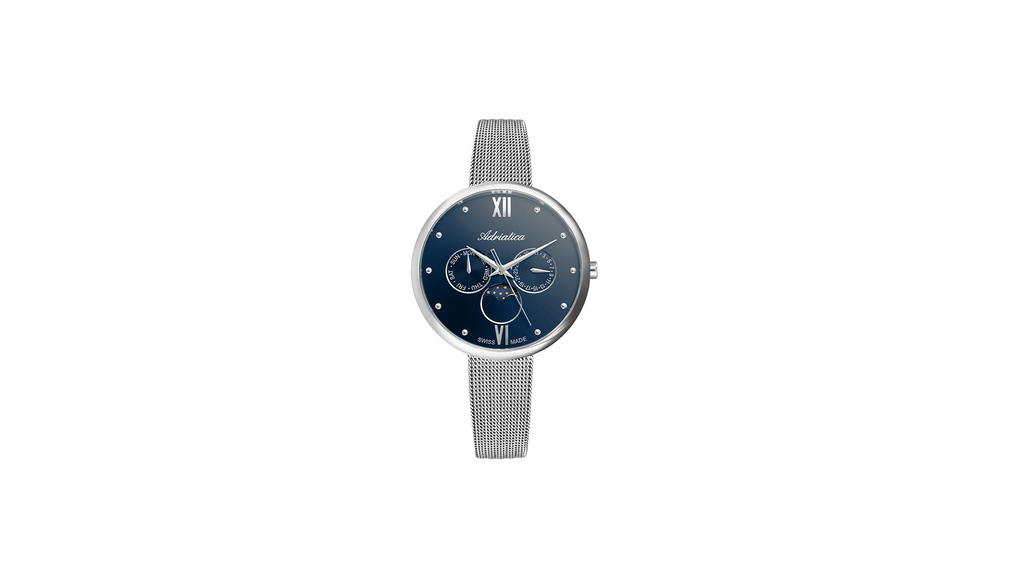 Adriatica Ladies Limited Edition Swiss Made Moonphase Stainless Steel Blue Dial