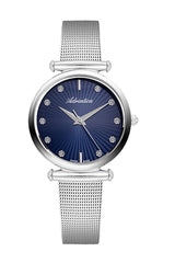 Adriatica Women Crystal Index Silver 34mm Blue Dial Swiss Made  Stainless Steel Case  Mineral Glass