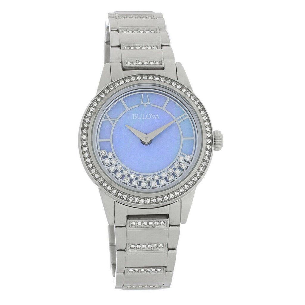 Bulova TurnStyle Stainless Steel Blue Mother of Pearl Dial Swarovski Crystals