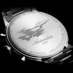 Adriatica Airforce 8308 46mm Swiss Made  Stainless Steel Case  Black Dial