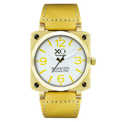 XO Retro Men's Certified 1941 P-51 Mustang DNA Watch - Square Collection Yellow Gold Tone White Dial