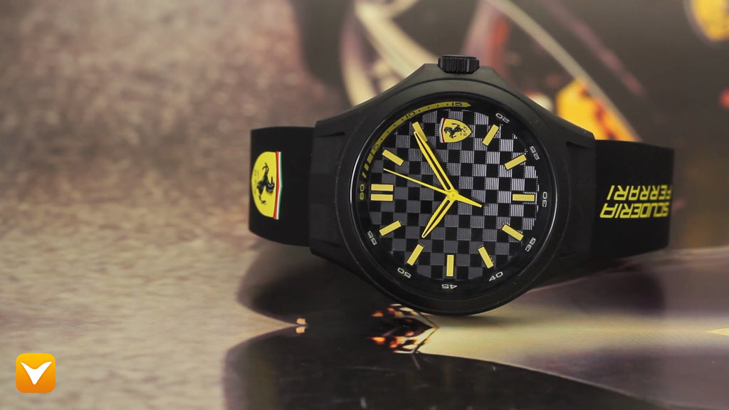Ferrari Pit Crew Analog Display Quartz Black Watch