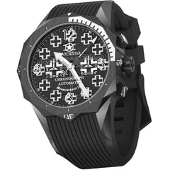 Watchstar 33 Jewel Automatic Stealth Fighter Black IP Black Rubber Strap