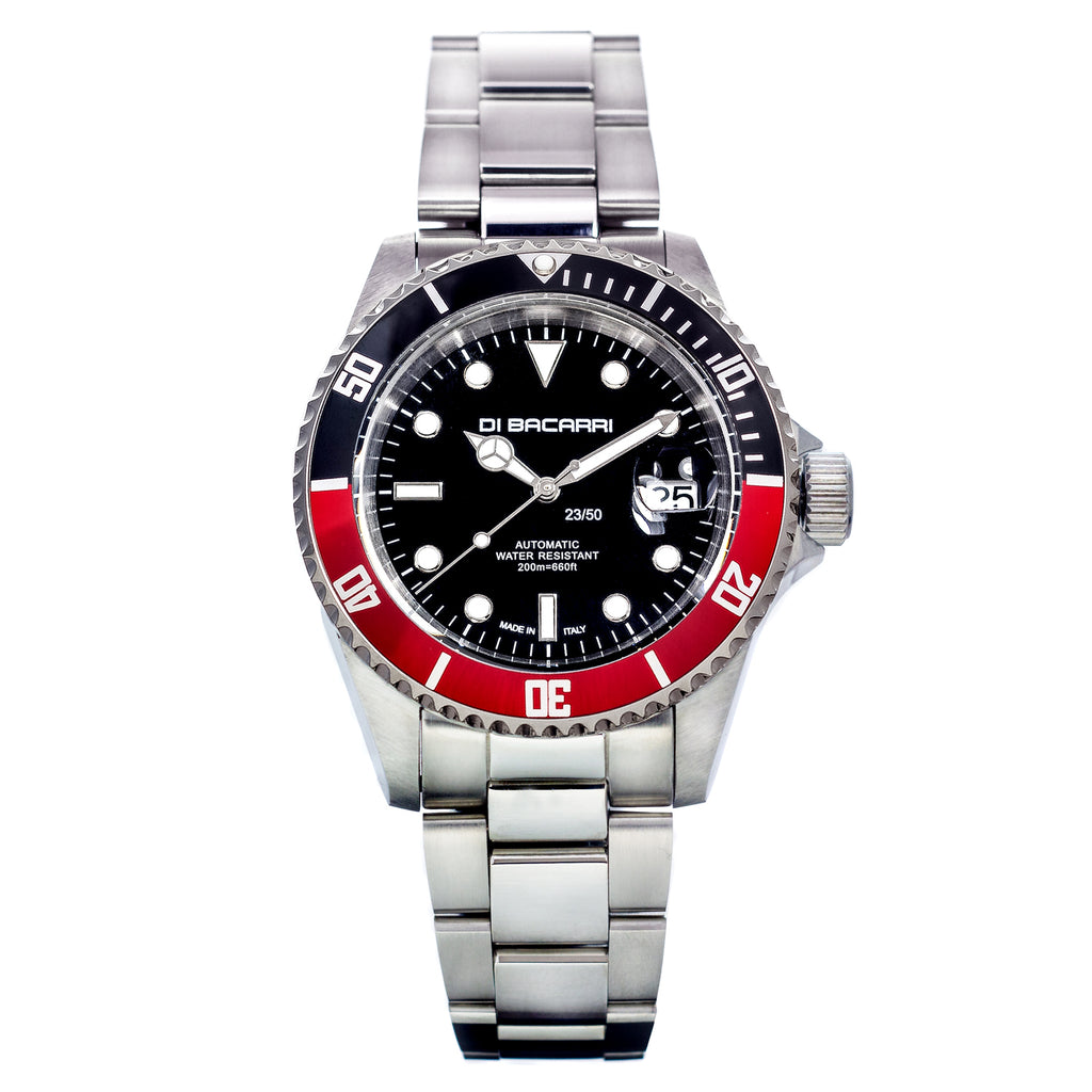 Di Bacarri 42mm Limited Edition Marina SE Automatic Diver Black Dial Black/Red Bezel