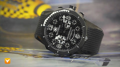 Watchstar 33 Jewel Automatic Stealth Fighter Black IP Black Rubber Strap
