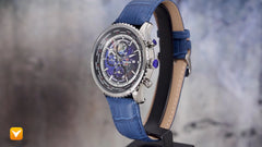 Seapro Limited Edition World Timer GMT with Alarm Blue Leather Strap