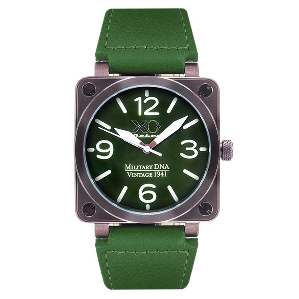 XO Retro Men's Certified 1941 P-51 Mustang DNA Watch - Square Collection Green Dial