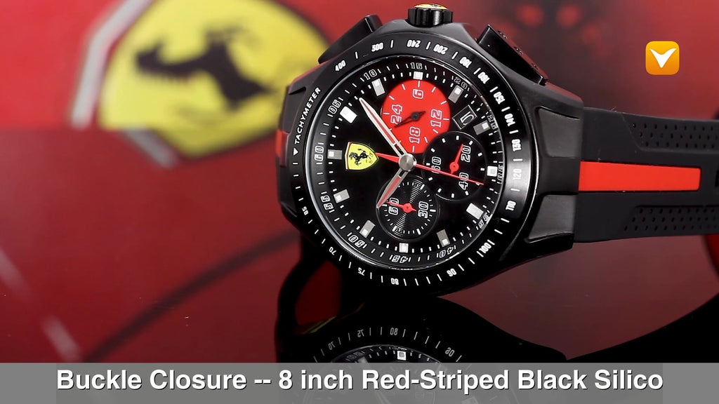 Ferrari Race Day Swiss Chronograph Black IP Case Black Red Dial Rubber Strap