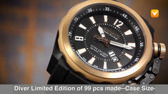 Renato XTR Diver Swiss Made LE 99 PCS - Black/Rose Gold Case Black Strap Black Dial