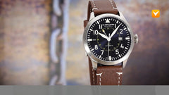 Di Bacarri 44mm Limited Edition Explorer Swiss Made Automatic Midnight Blue Dial Brown Leather Strap